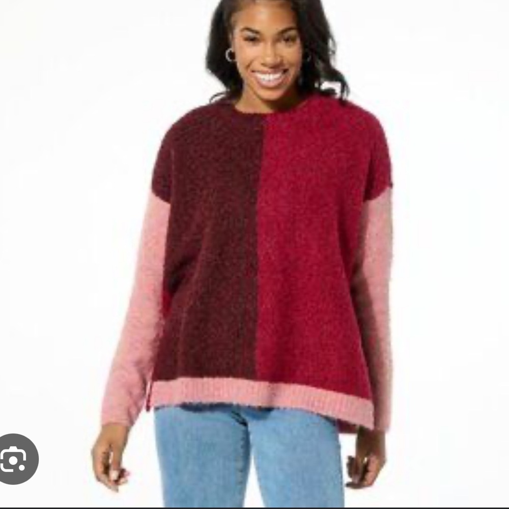 NWT DG2 by Diane Gilman Colorblock Pullover Poncho Sweater M/L